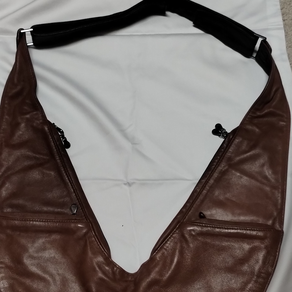 Brown Leather Hobo Crossbody Bag